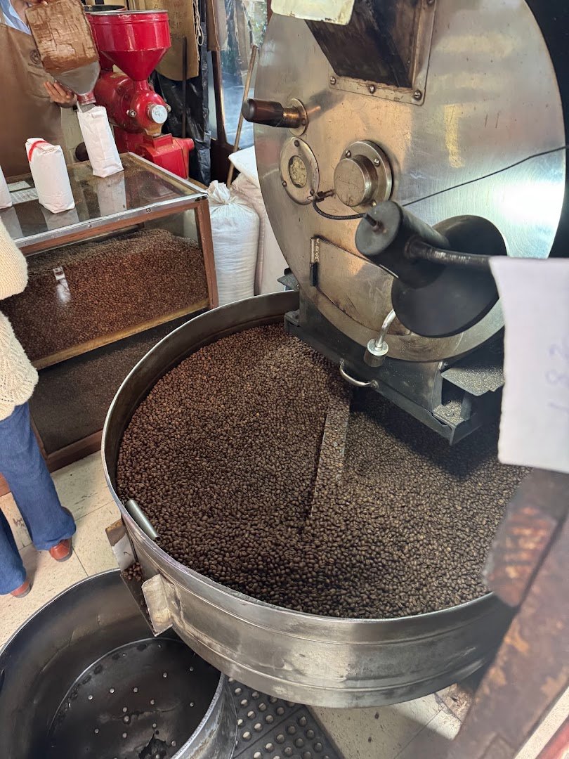 Interior of Café Villarías, specialty coffee shop in Mexico City