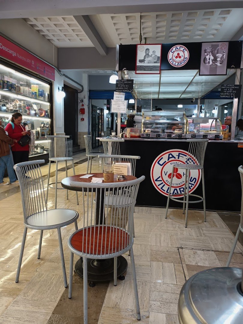 Interior of Café Villarías, specialty coffee shop in Mexico City