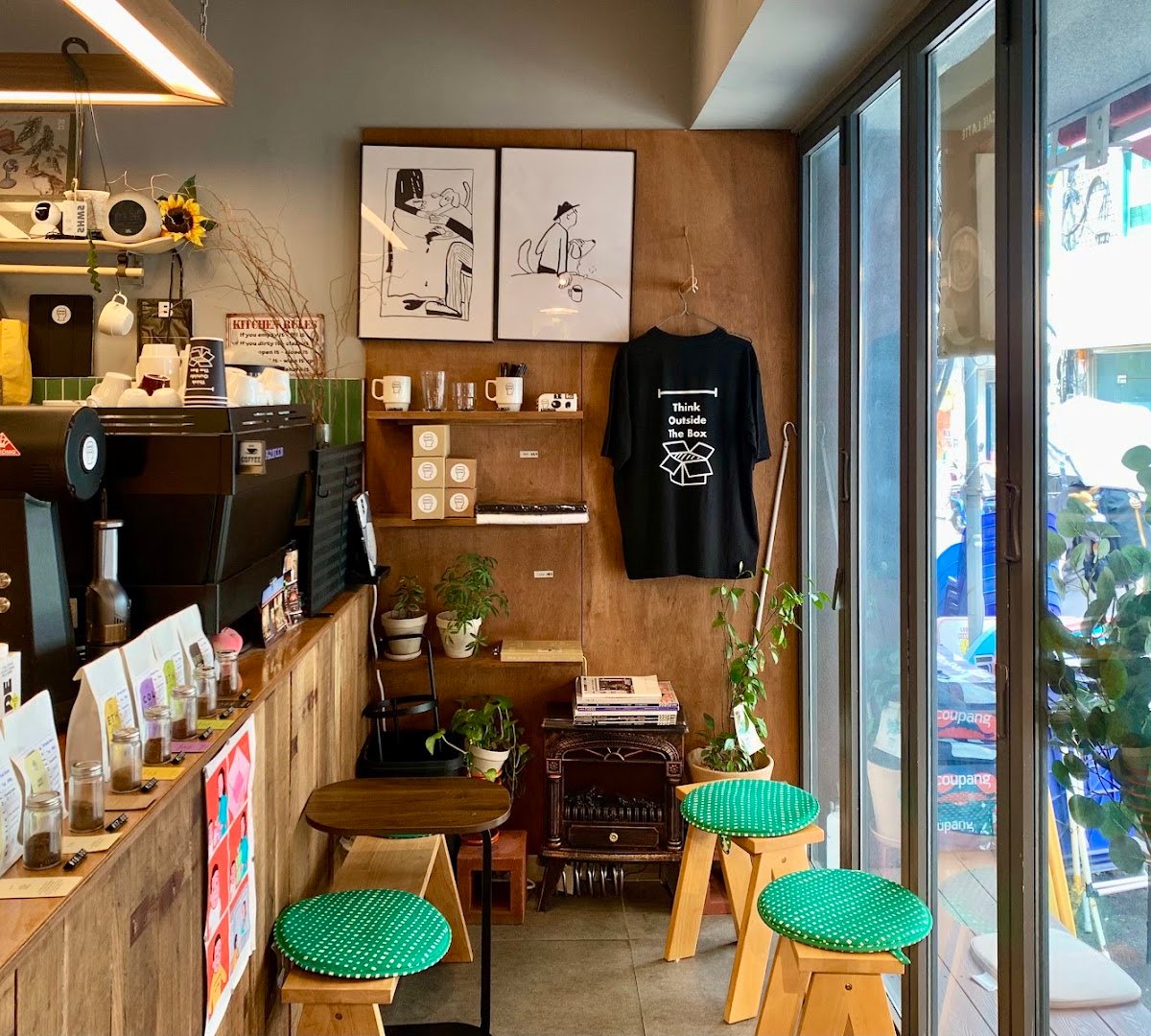 Interior of Rewire Coffee, specialty coffee shop in Seoul