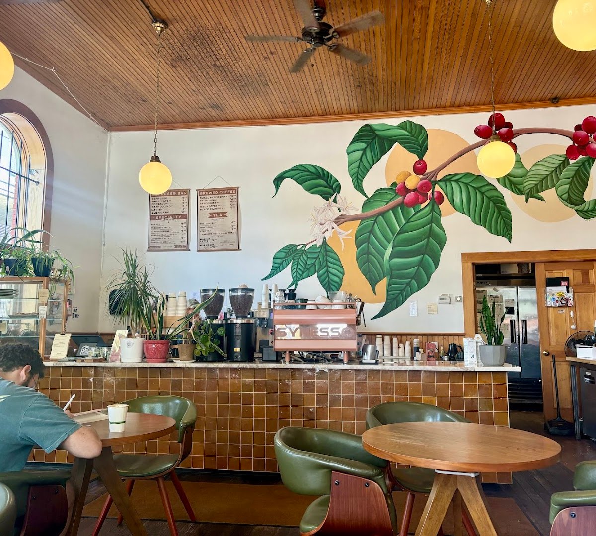 Interior of Rising Star Coffee Roasters, specialty coffee shop in Cleveland