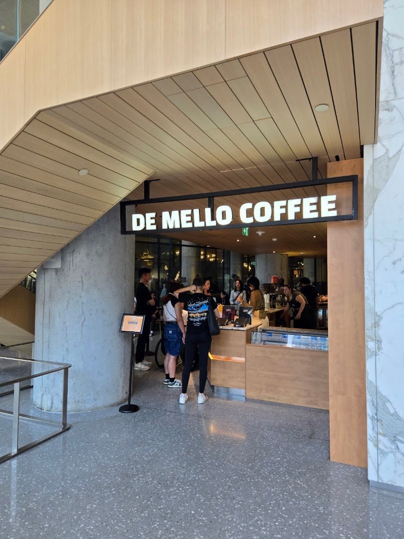 Storefront of De Mello Coffee, specialty coffee shop in Toronto