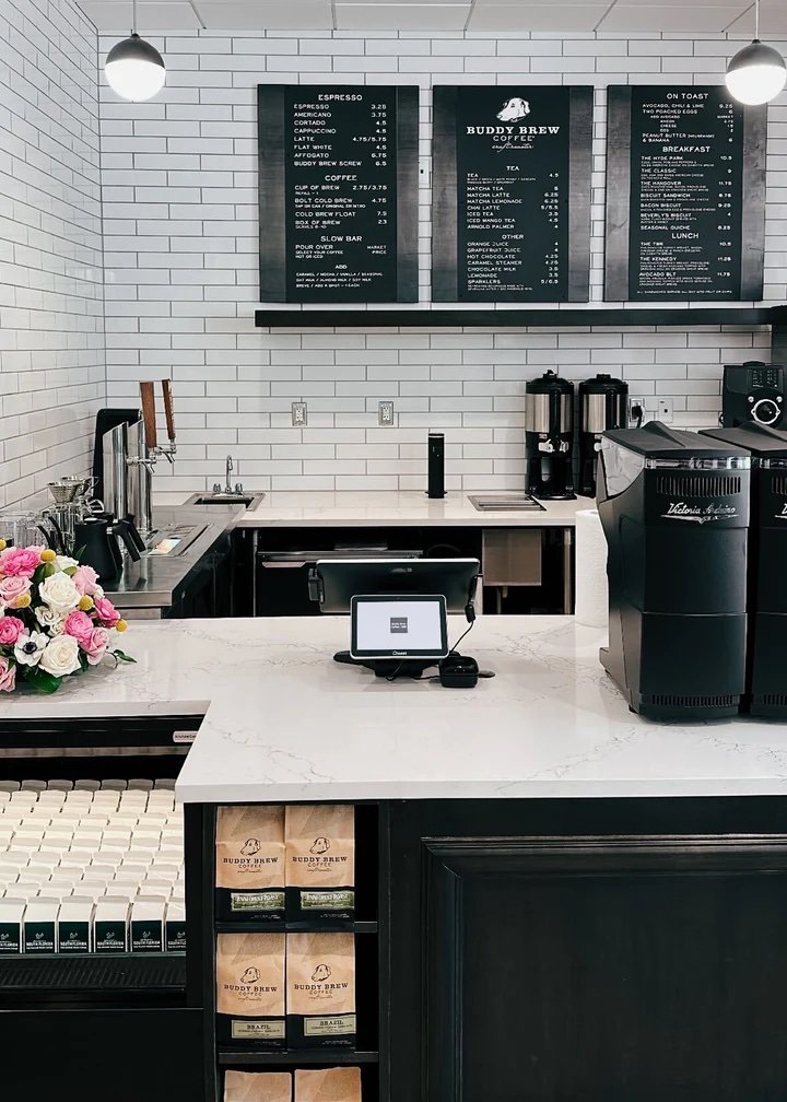 Interior of Buddy Brew Coffee, specialty coffee shop in Tampa-St. Petersburg