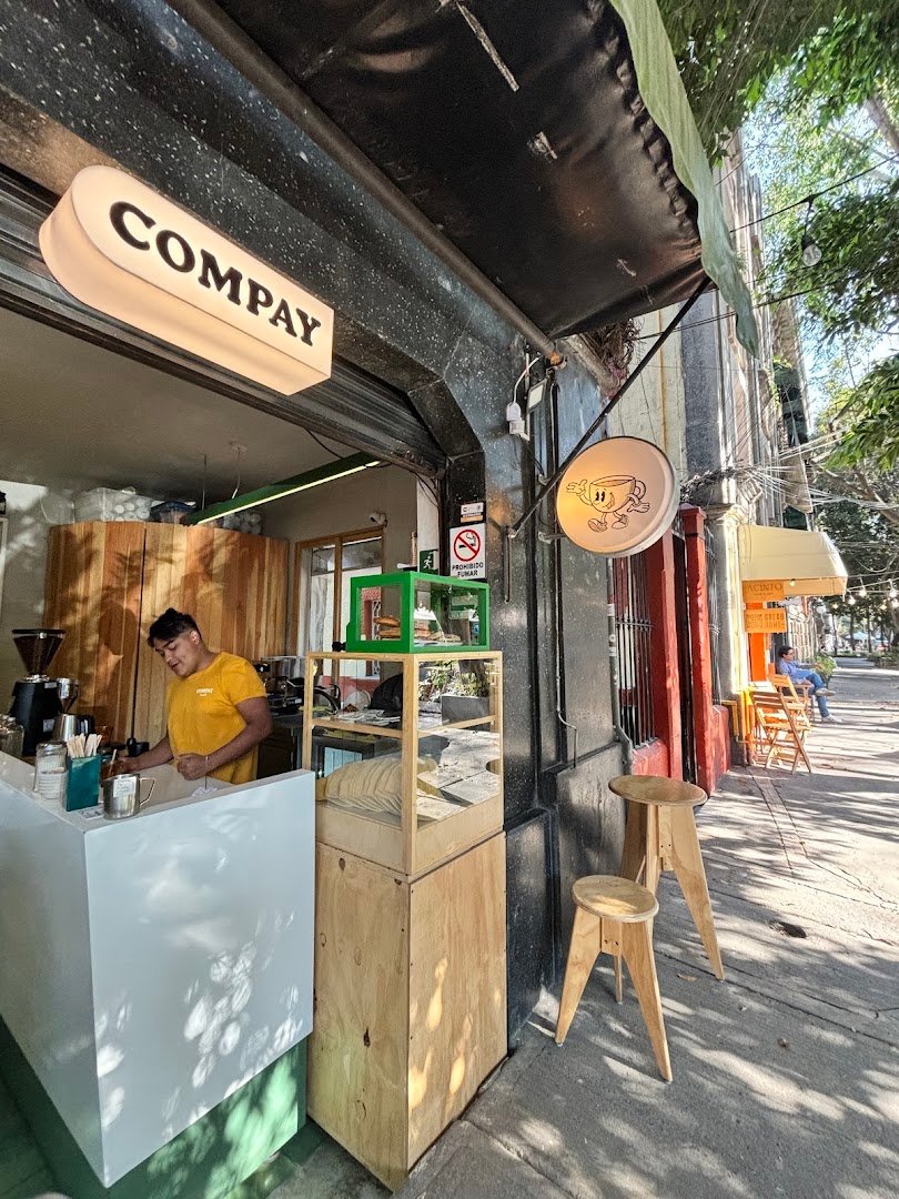 Storefront of Compay, specialty coffee shop in Mexico City
