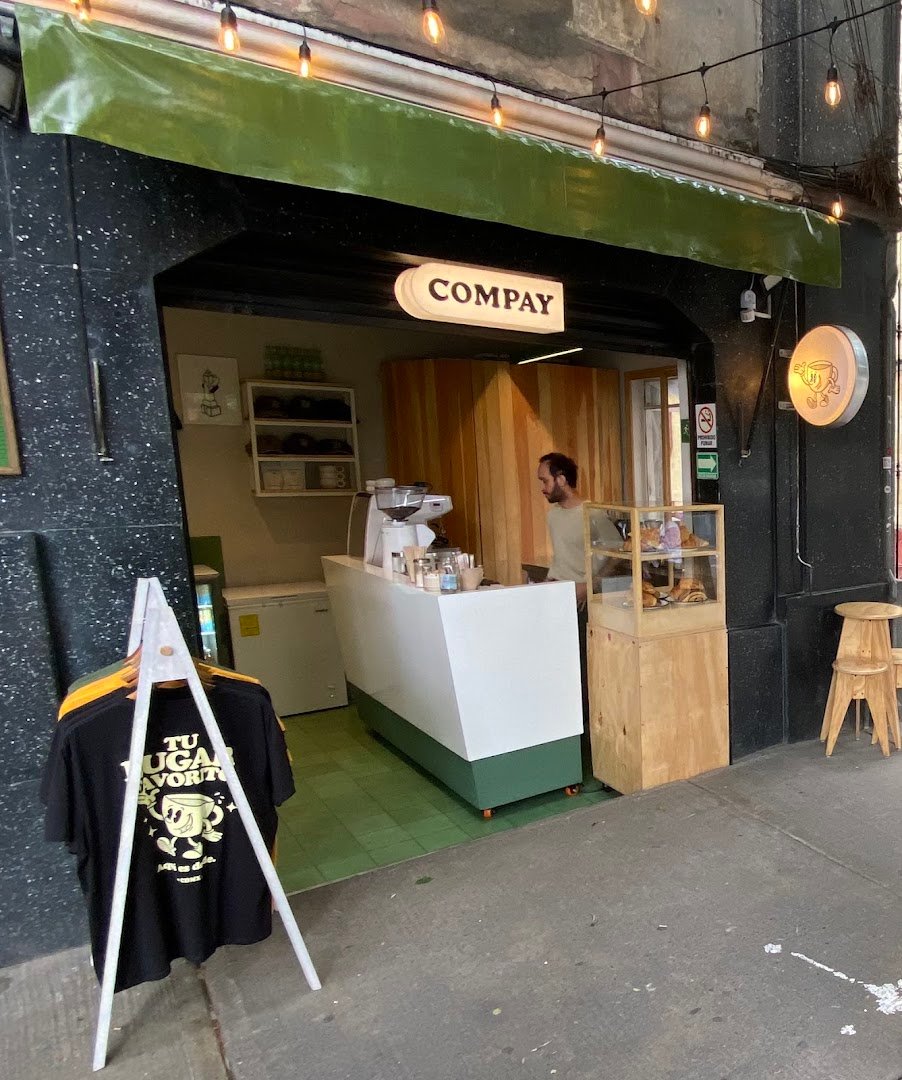 Storefront of Compay, specialty coffee shop in Mexico City