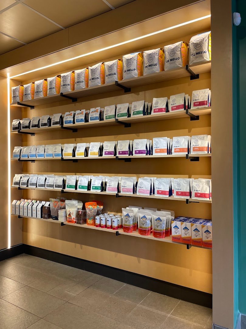 Interior of De Mello Coffee, specialty coffee shop in Toronto