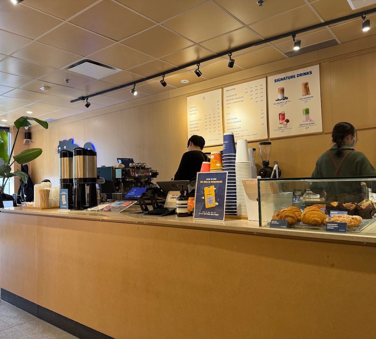 Interior of De Mello Coffee, specialty coffee shop in Toronto