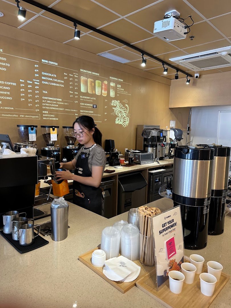 Interior of De Mello Coffee, specialty coffee shop in Toronto