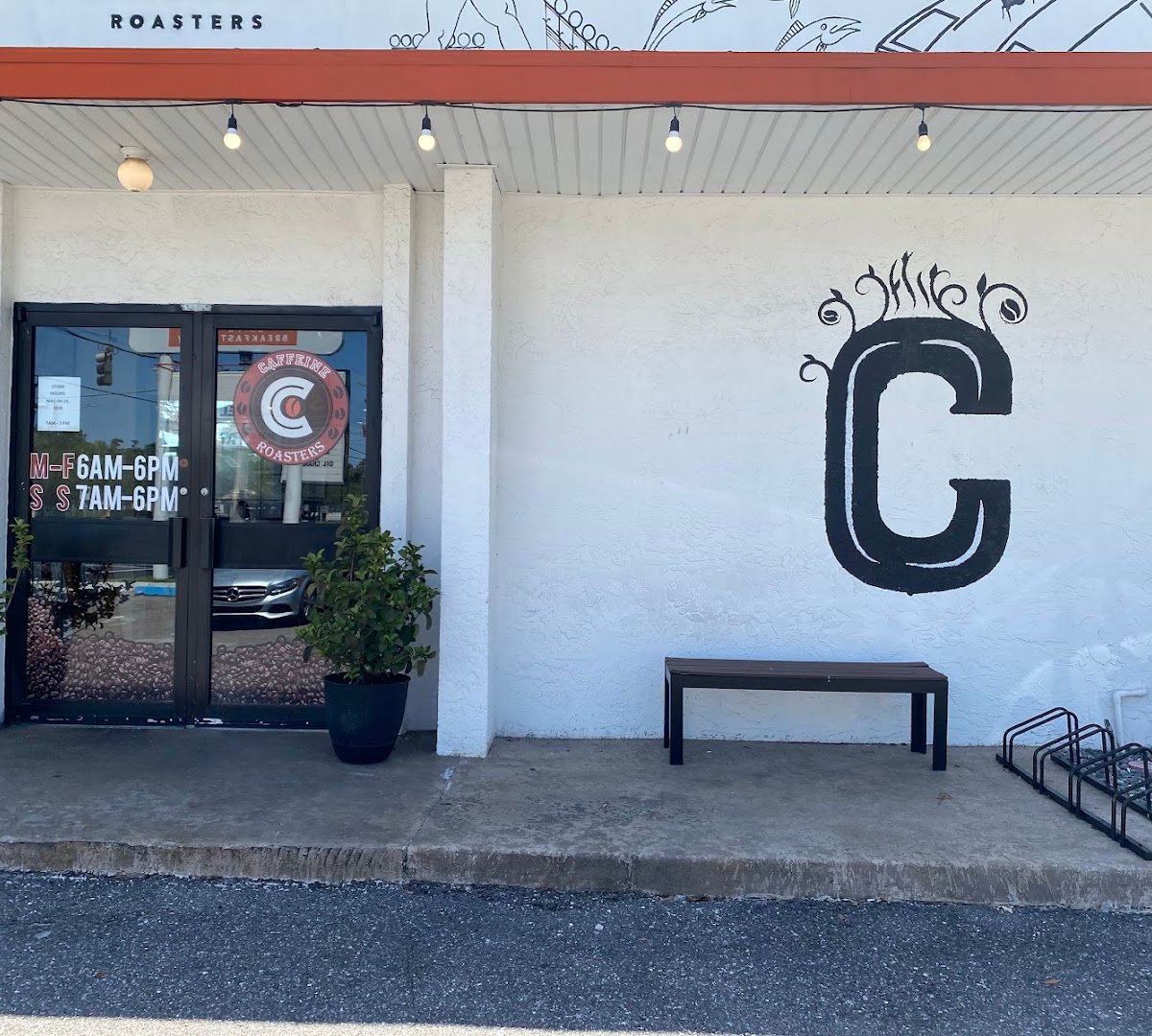 Storefront of Caffeine Roasters, specialty coffee shop in Tampa-St. Petersburg