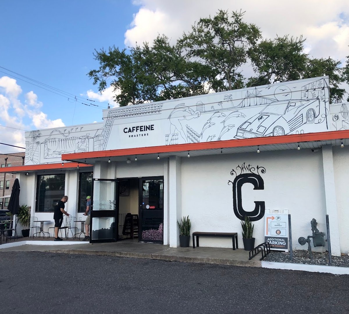 Storefront of Caffeine Roasters, specialty coffee shop in Tampa-St. Petersburg