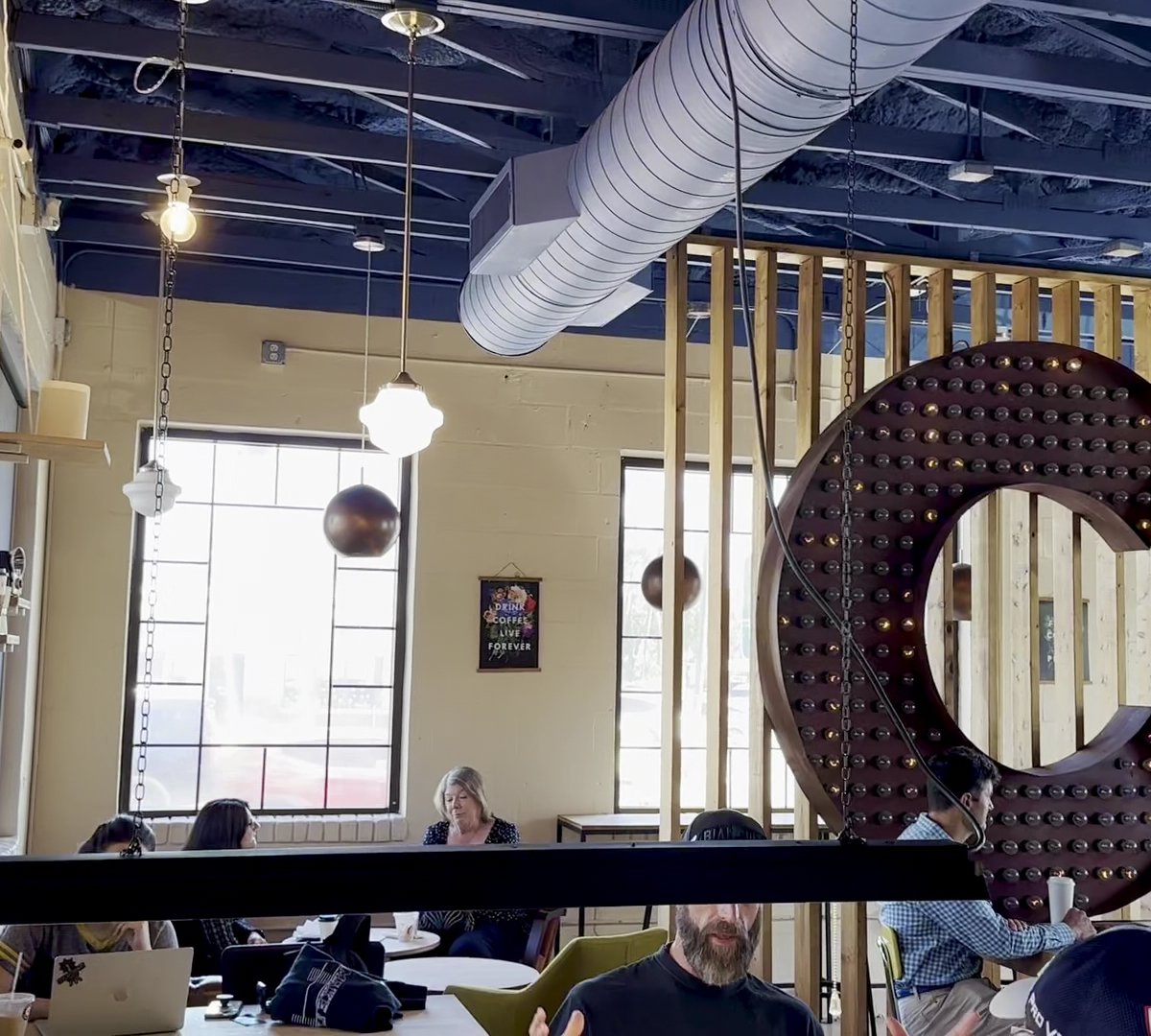 Interior of Caffeine Roasters, specialty coffee shop in Tampa-St. Petersburg