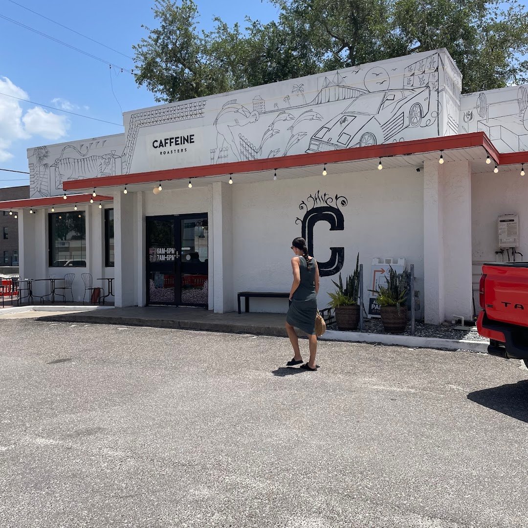 Storefront of Caffeine Roasters, specialty coffee shop in Tampa-St. Petersburg