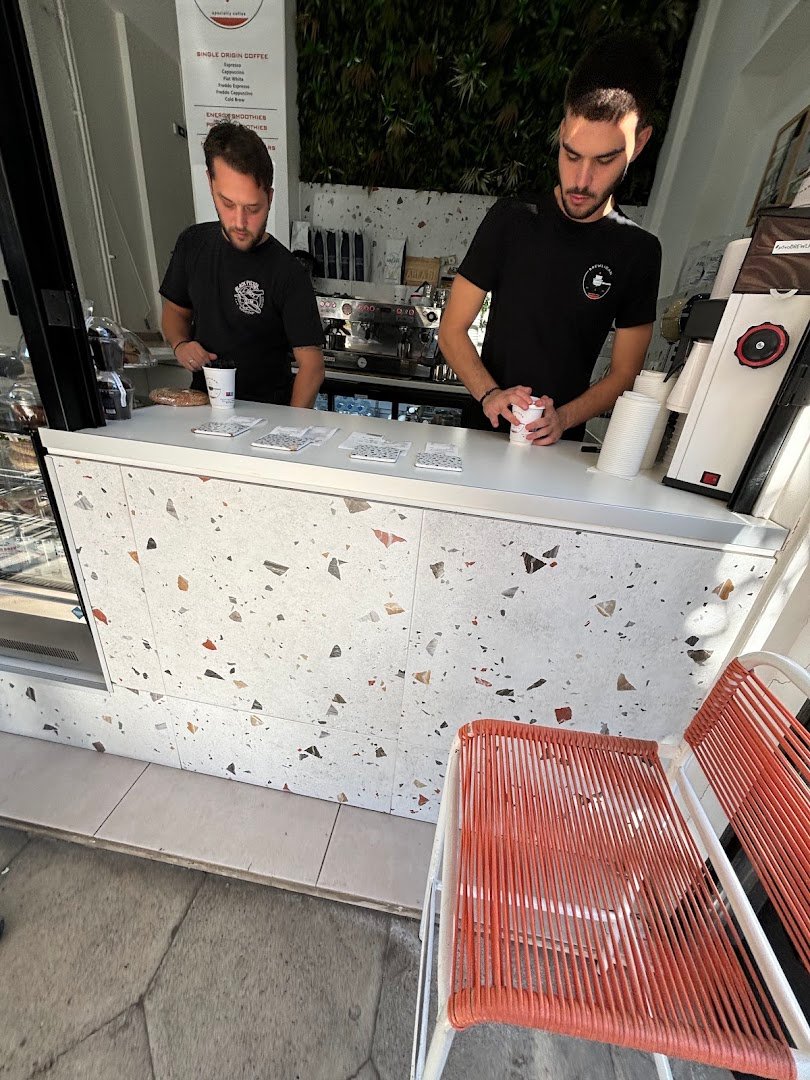 Interior of BREWLIGAN Coffee Agios Dimitrios, specialty coffee shop in Athens