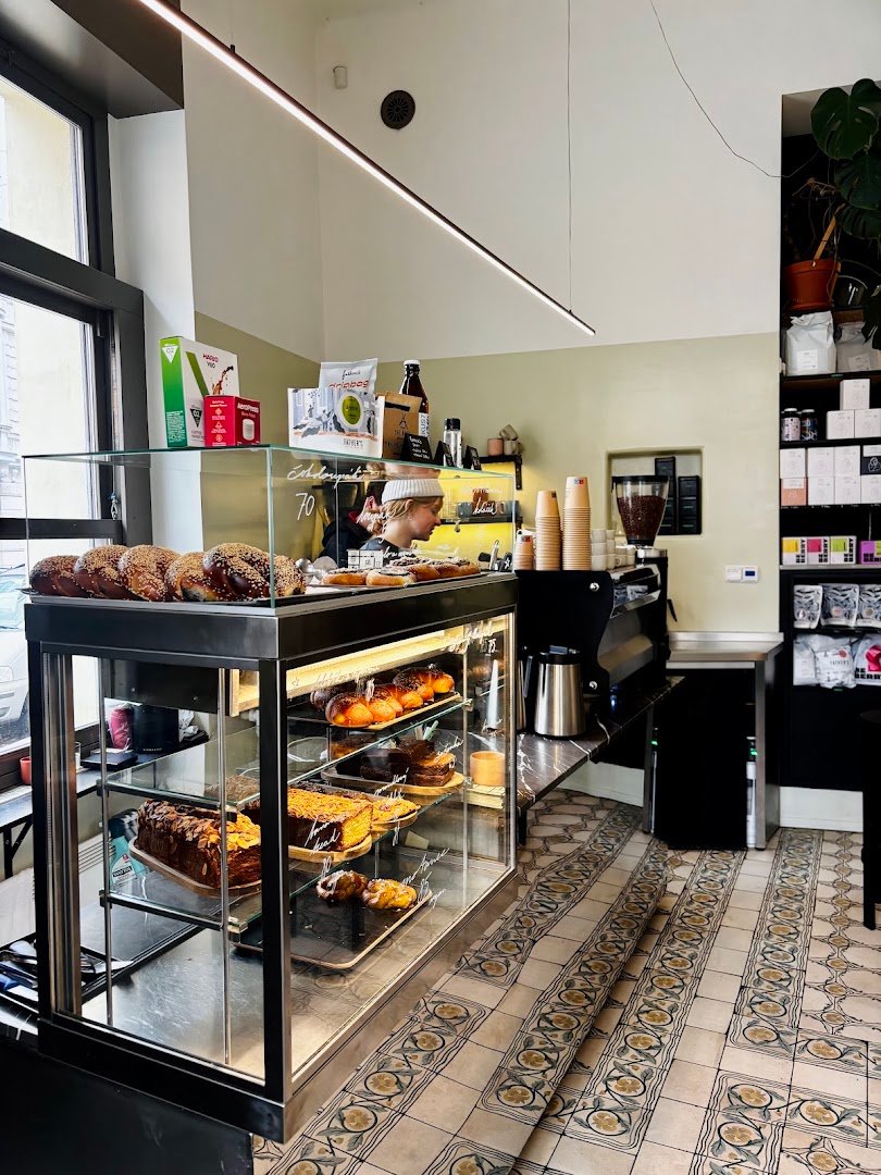 Interior of Letec espresso bar, specialty coffee shop in Prague