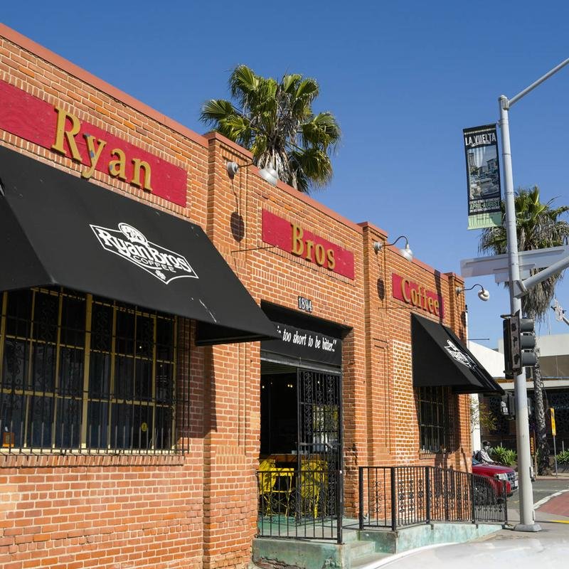 Storefront of Ryan Bros Coffee, specialty coffee shop in San Diego