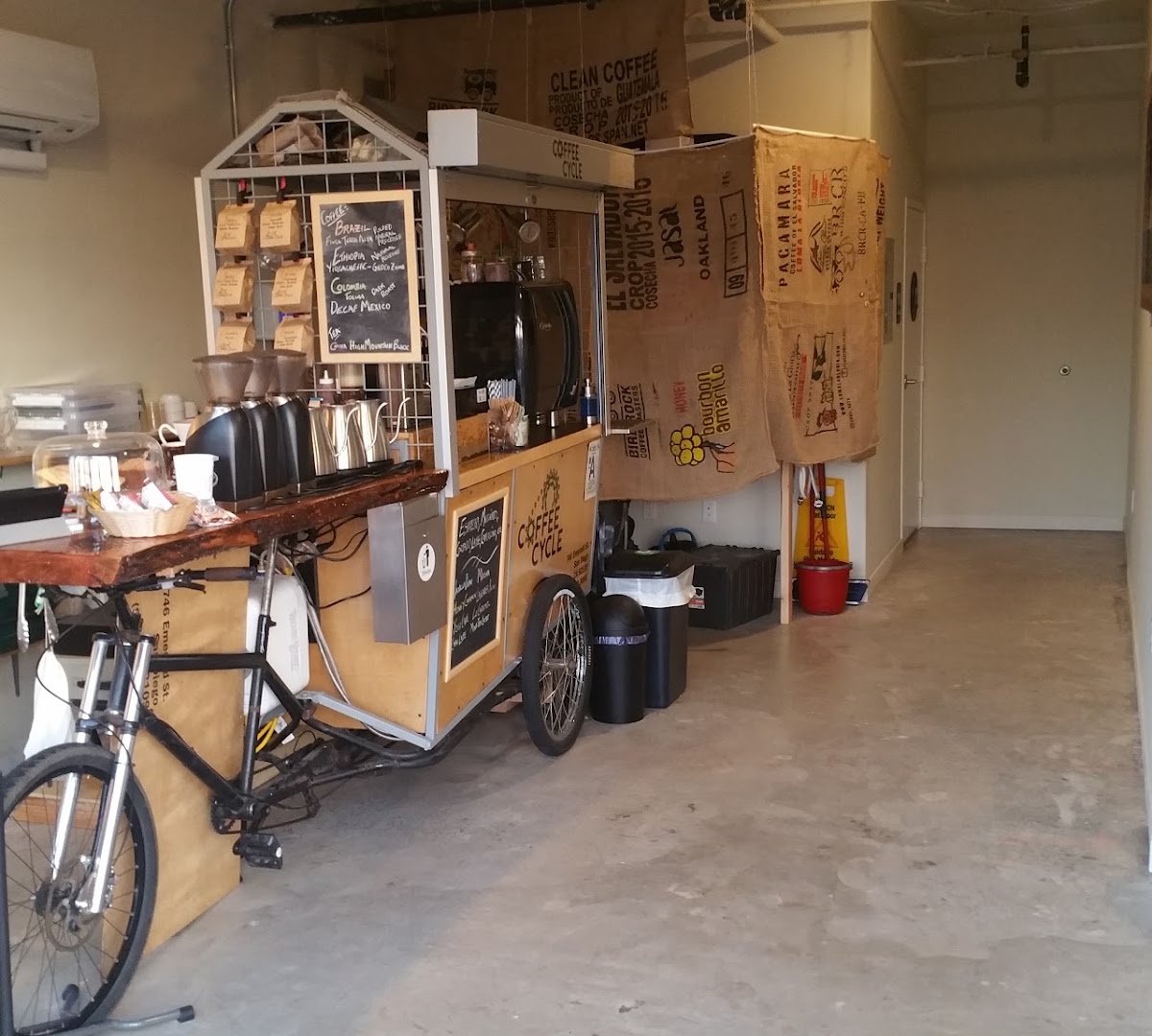 Interior of Coffee Cycle Roasting, specialty coffee shop in San Diego