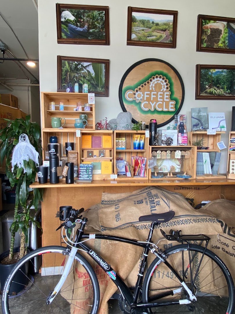 Interior of Coffee Cycle Roasting, specialty coffee shop in San Diego