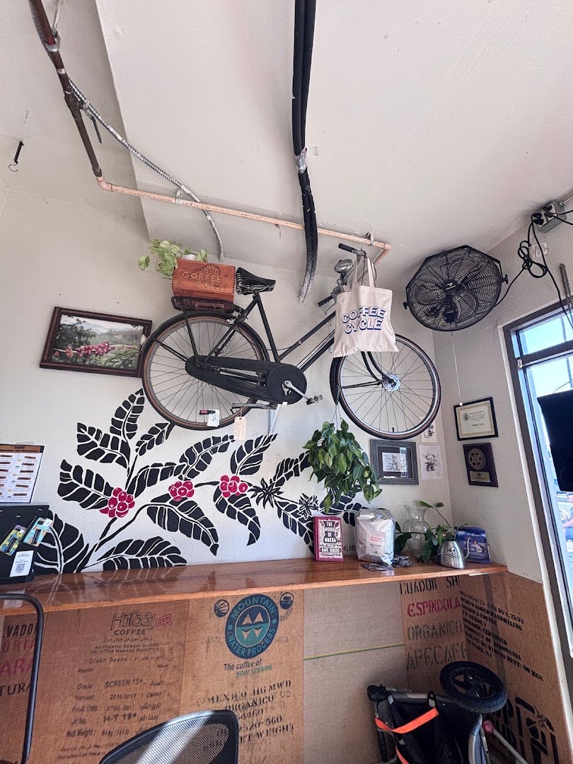 Interior of Coffee Cycle Roasting, specialty coffee shop in San Diego