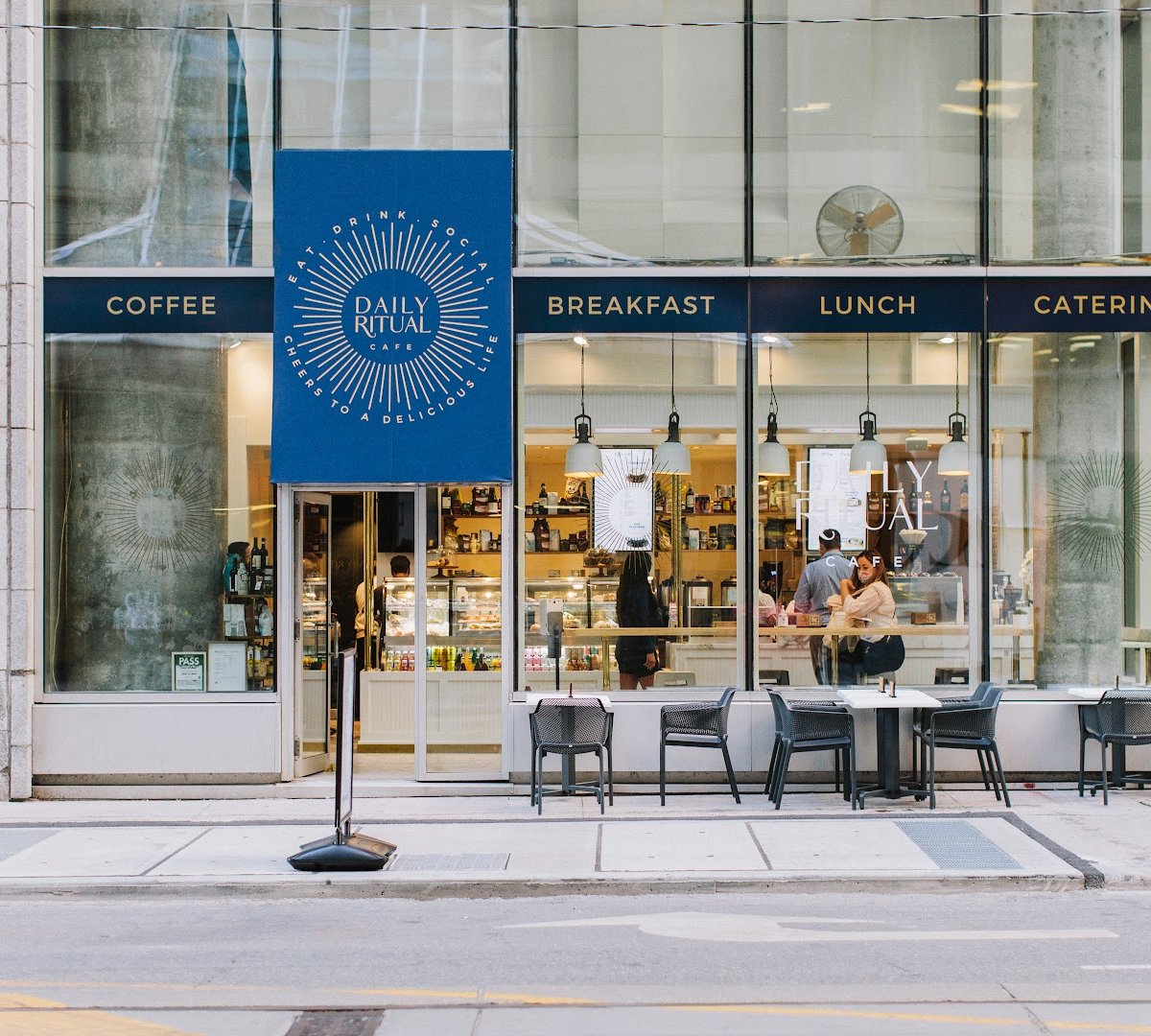 Storefront of Daily Ritual Cafe, specialty coffee shop in Toronto
