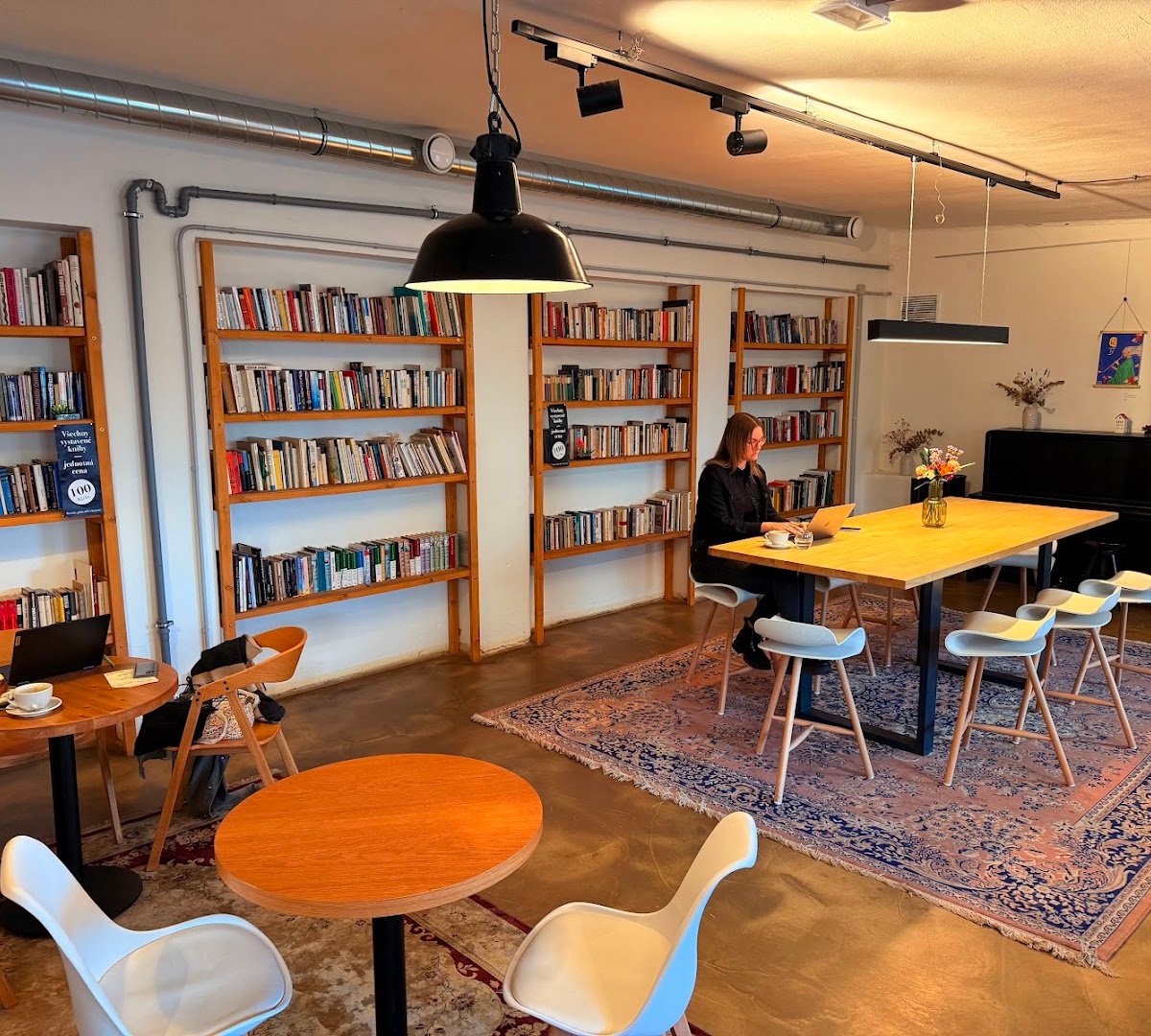 Interior of Zrno Zrnko Čestmírova, specialty coffee shop in Prague