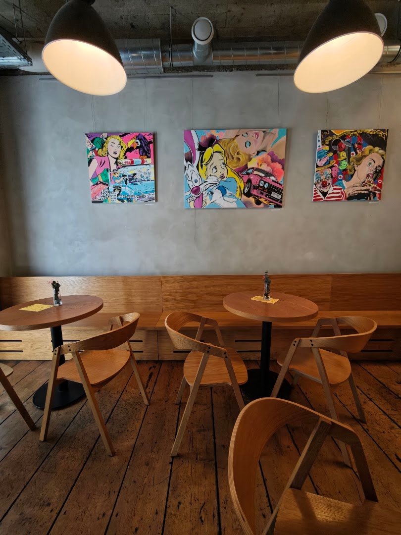 Interior of Zrno Zrnko Čestmírova, specialty coffee shop in Prague