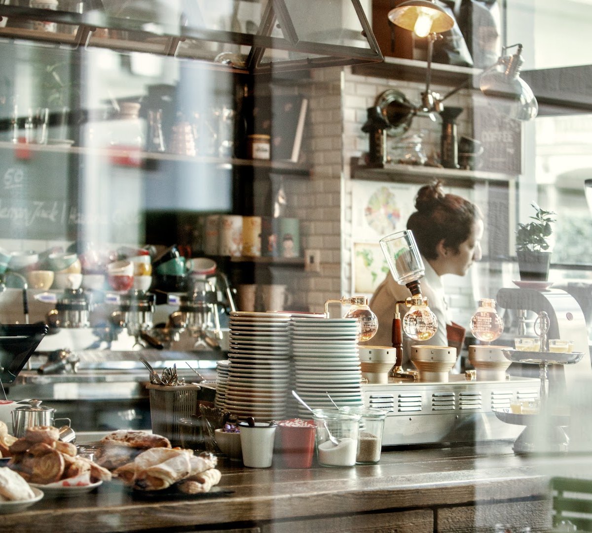 Interior of Milchbar, specialty coffee shop in Zurich