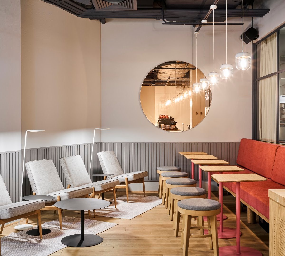 Interior of Coffeedesk Kawiarnia Próżna, specialty coffee shop in Warsaw