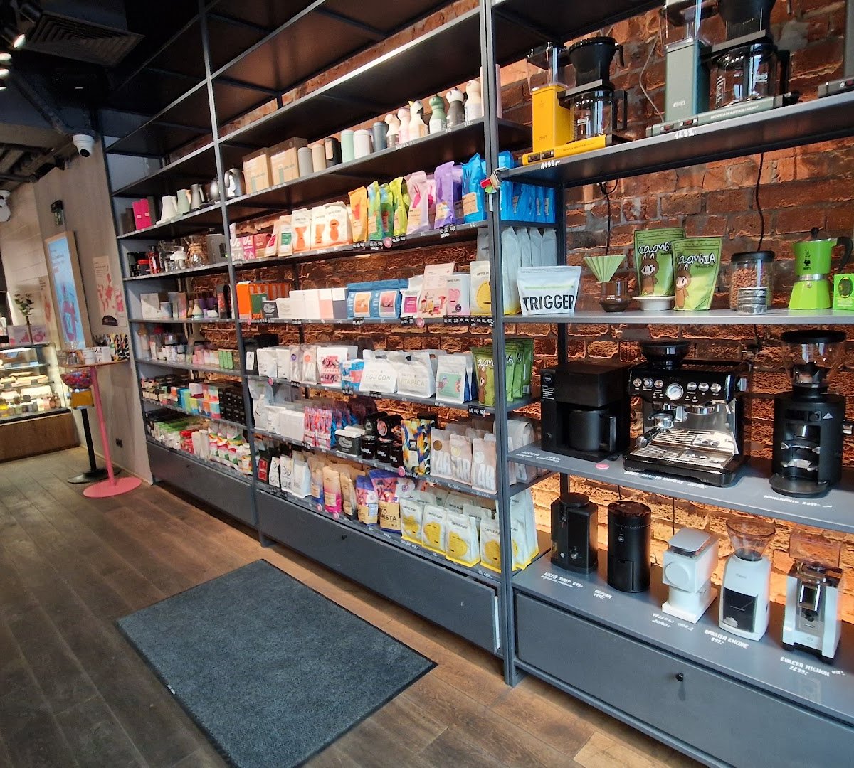 Interior of Coffeedesk Kawiarnia Próżna, specialty coffee shop in Warsaw