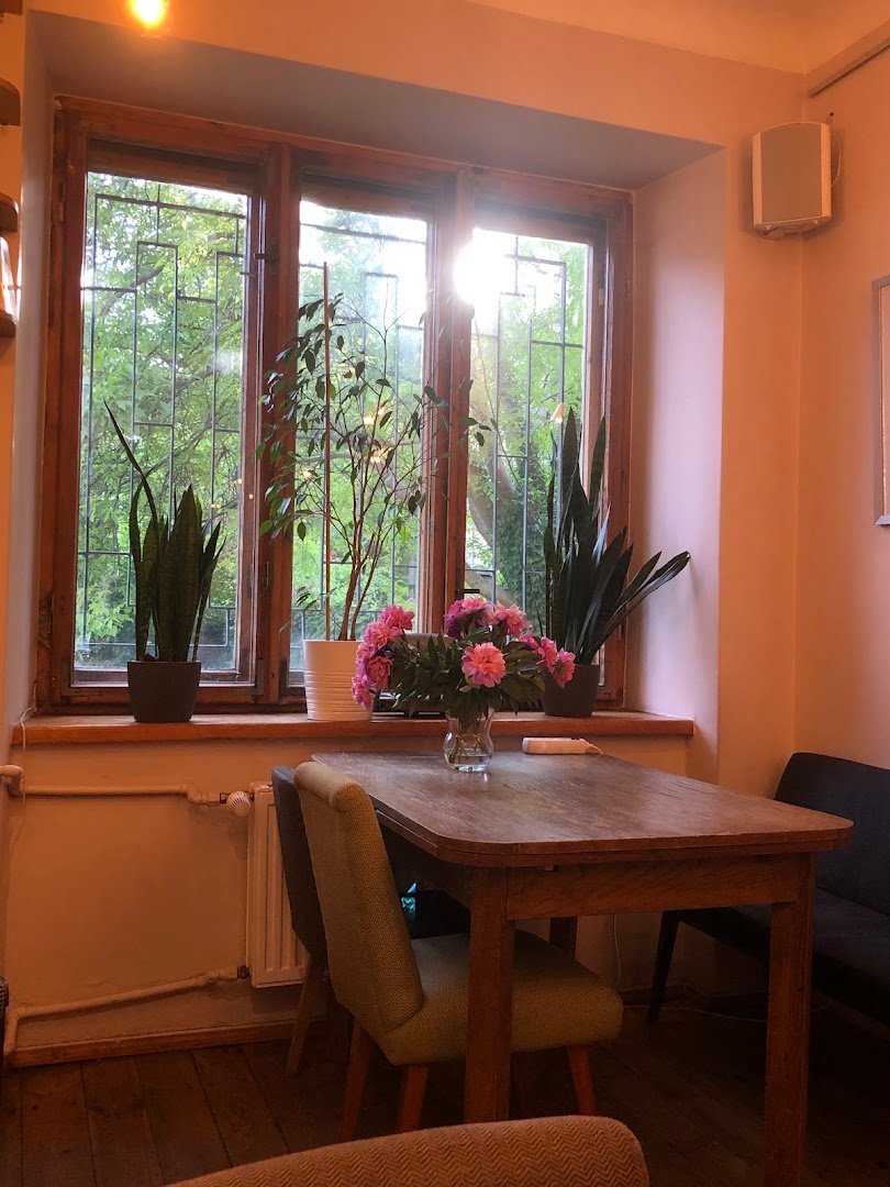 Interior of U Krawca Café, specialty coffee shop in Warsaw
