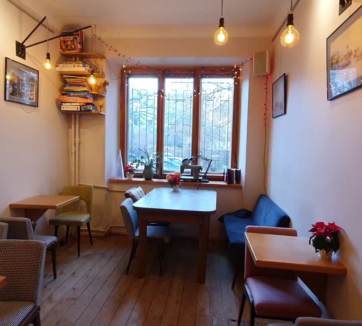 Interior of U Krawca Café, specialty coffee shop in Warsaw