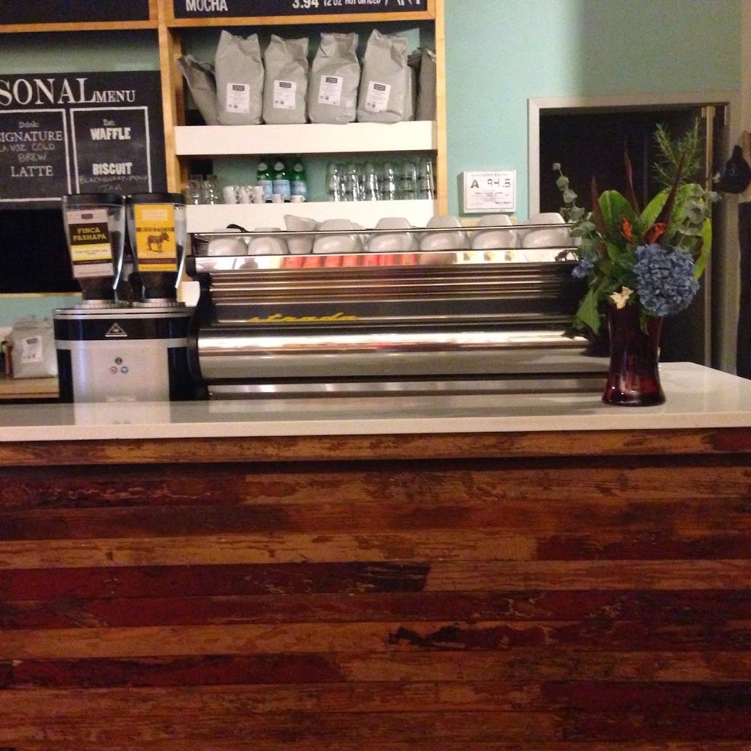Interior of Jubala Coffee, specialty coffee shop in Raleigh-Durham