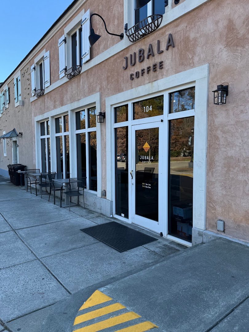 Storefront of Jubala Coffee, specialty coffee shop in Raleigh-Durham