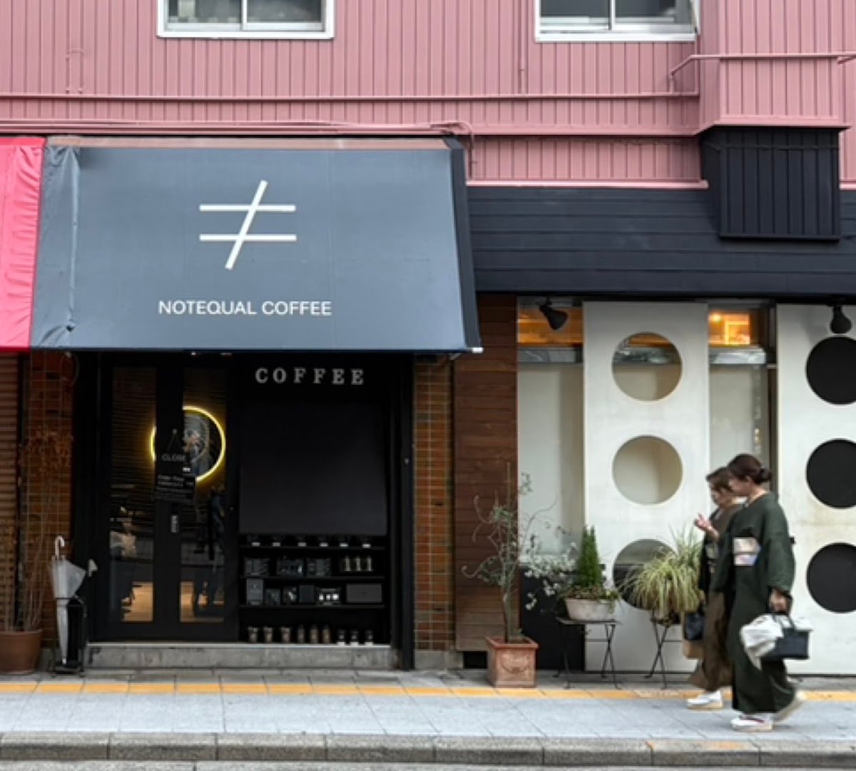 Storefront of Notequal Coffee, specialty coffee shop in Osaka