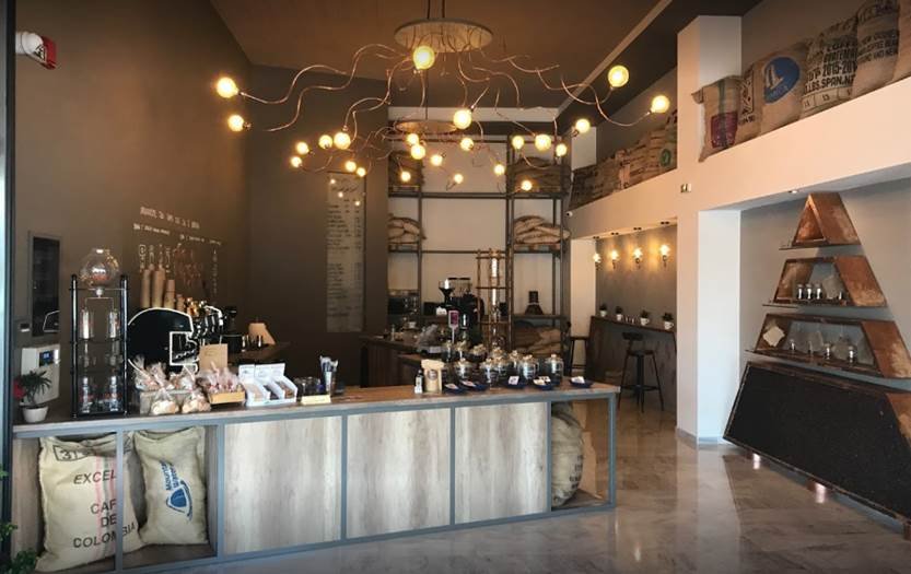 Interior of Coffee Dive, specialty coffee shop in Athens