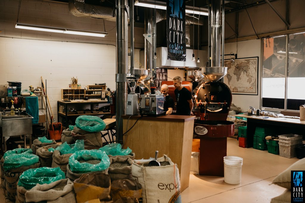 Interior of Dark City Coffee, specialty coffee shop in Toronto