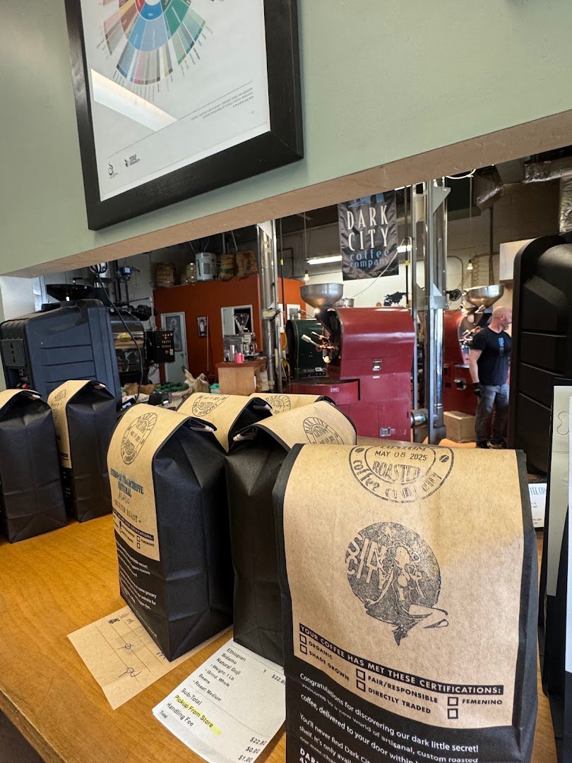 Interior of Dark City Coffee, specialty coffee shop in Toronto