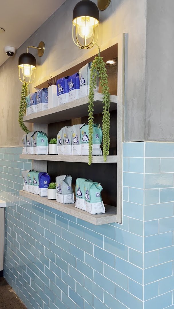 Interior of Bluestone Lane Jersey City Coffee Shop, specialty coffee shop in New York