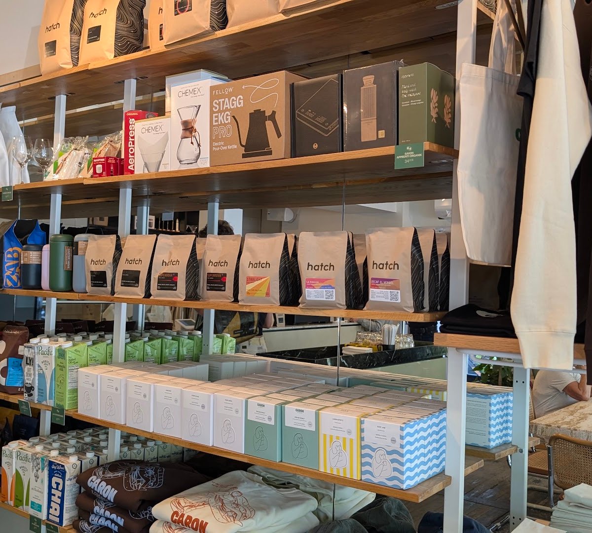 Interior of Café Caron & frères, specialty coffee shop in Montreal