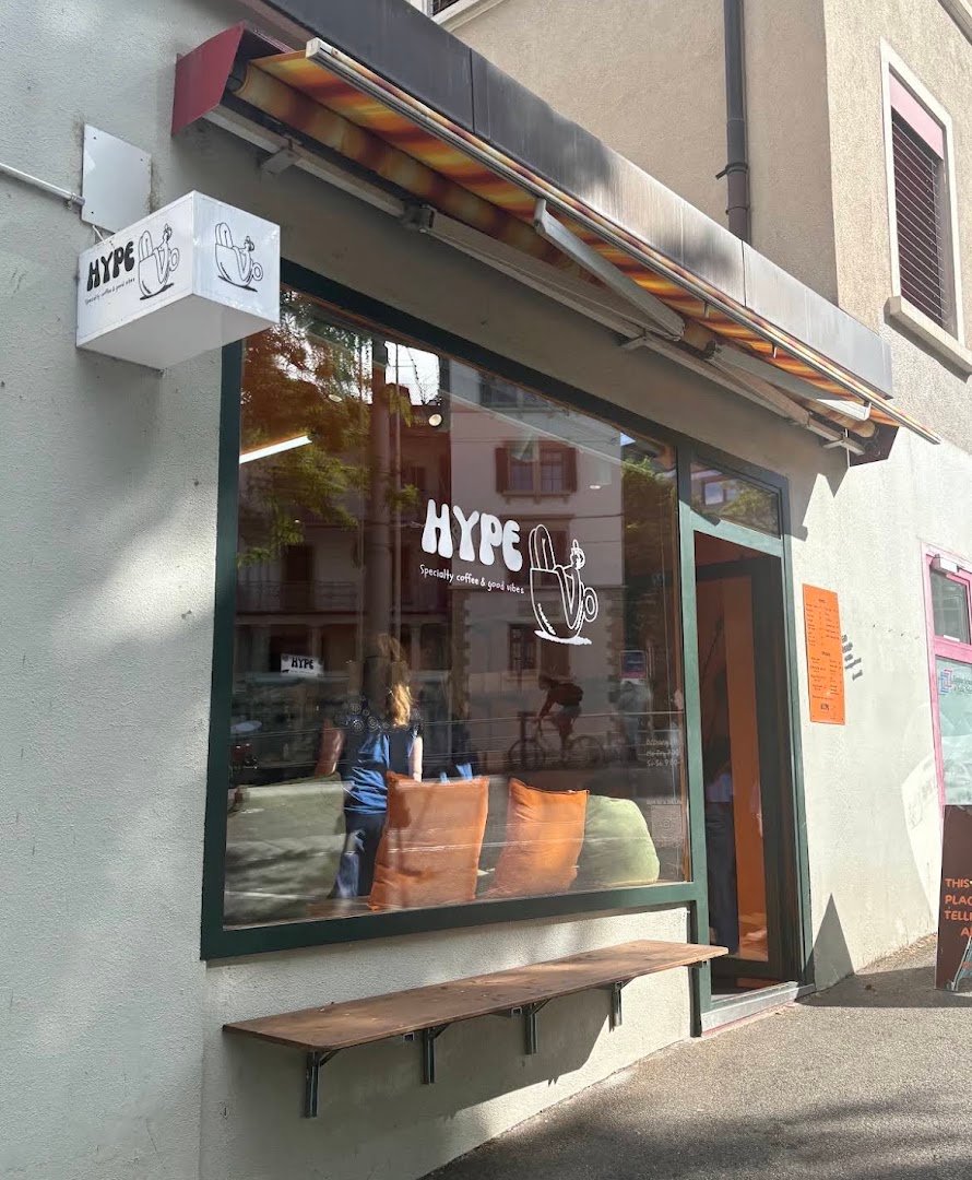Storefront of Hype specialty coffee & good vibes, specialty coffee shop in Zurich
