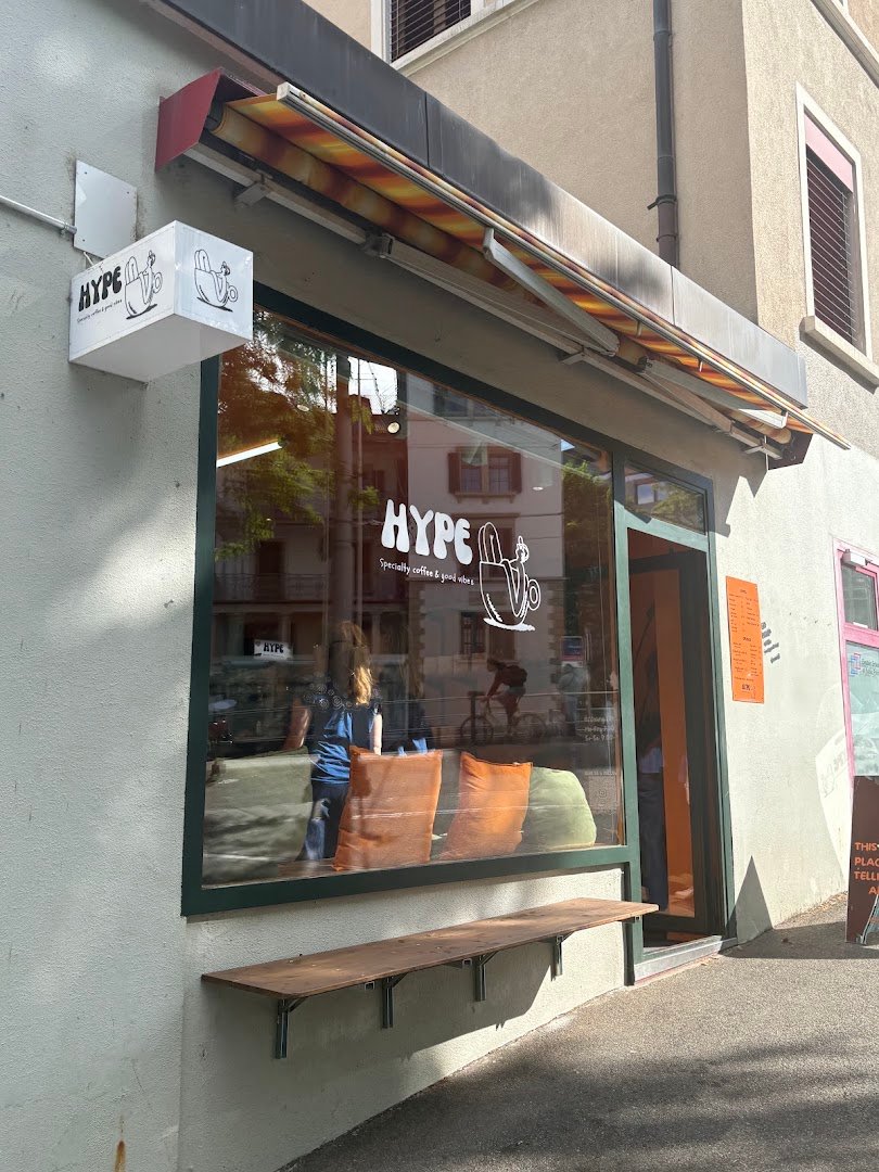 Storefront of Hype specialty coffee & good vibes, specialty coffee shop in Zurich