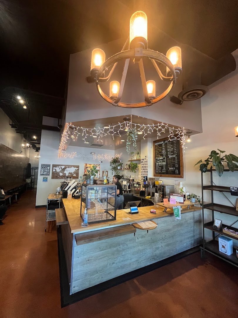 Interior of Barefoot Coffee, specialty coffee shop in San Jose