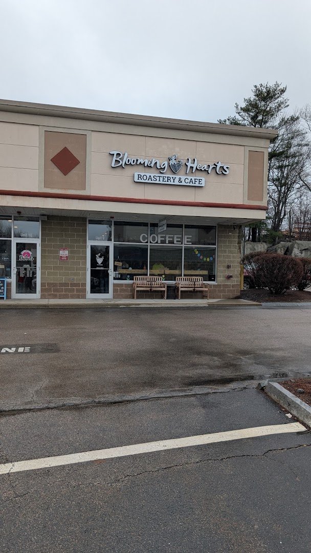 Storefront of Blooming Hearts Roastery & Cafe, specialty coffee shop in Worcester
