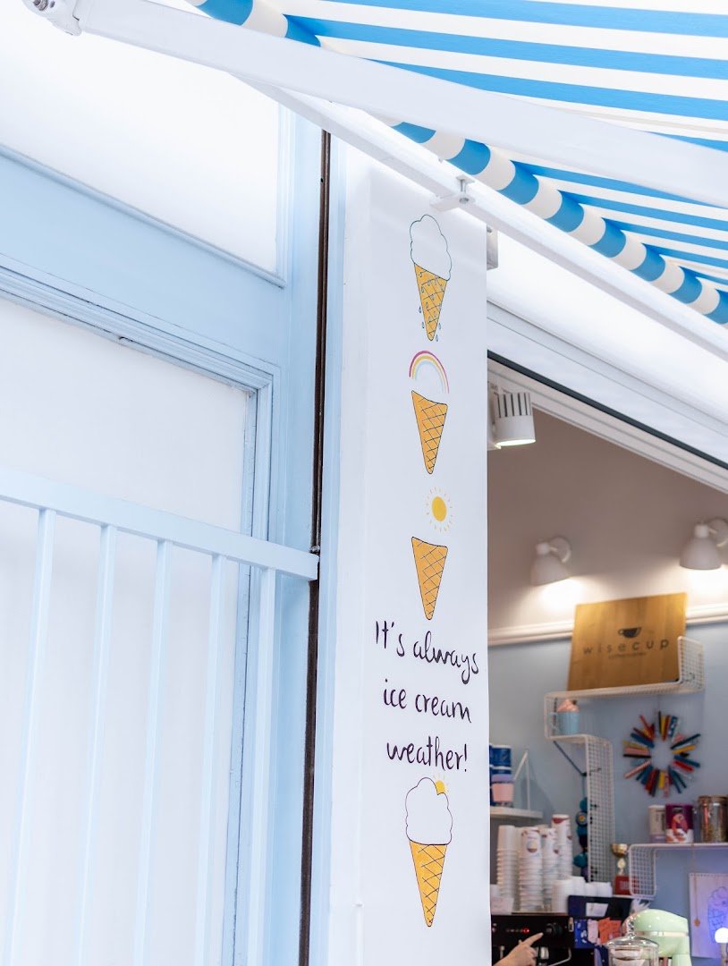 Storefront of Eftichia Coffee & Ice Cream, specialty coffee shop in Athens