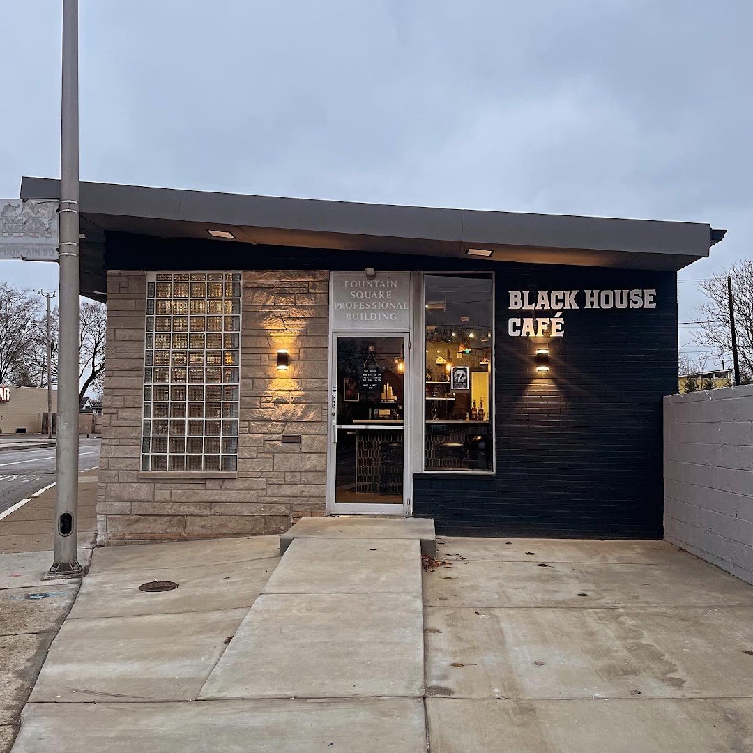 Storefront of Black House Cafe, specialty coffee shop in Indianapolis