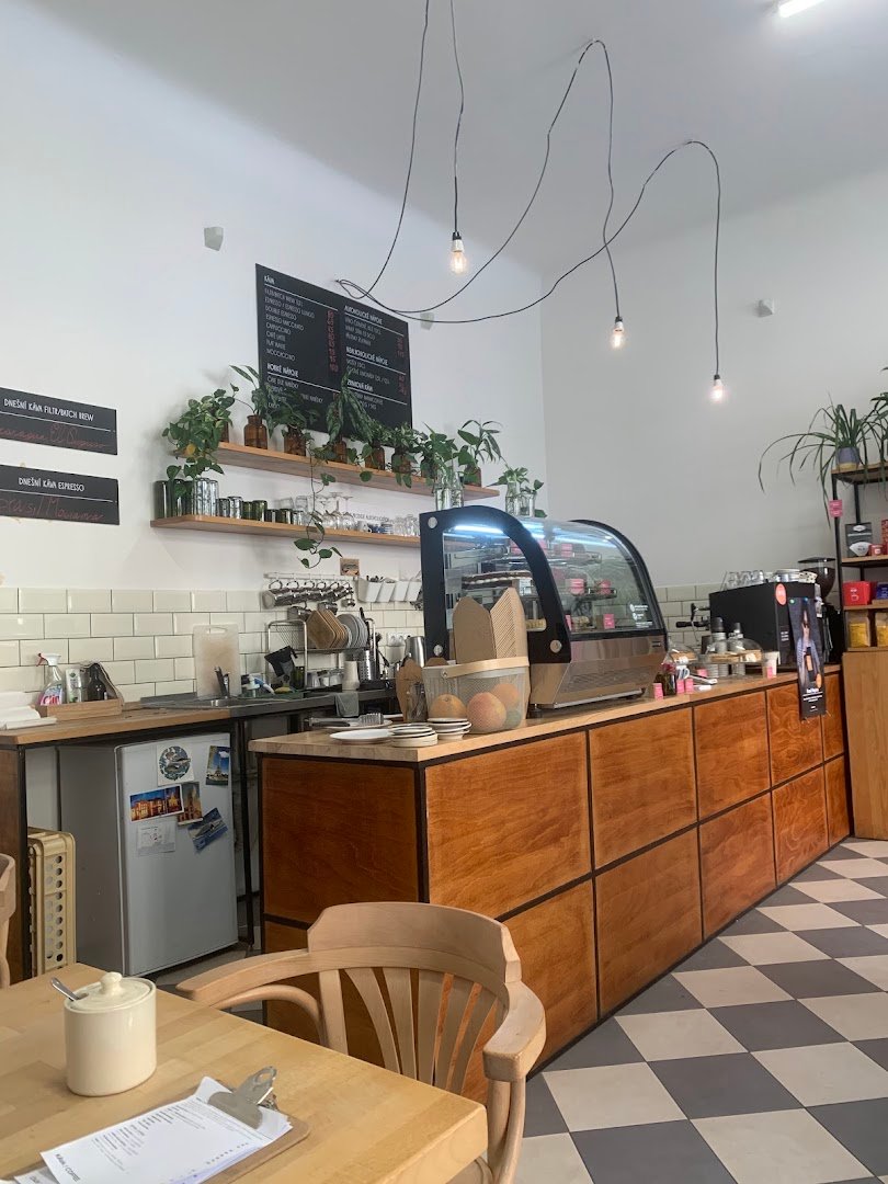 Interior of mamacoffe Jaromírova, specialty coffee shop in Prague