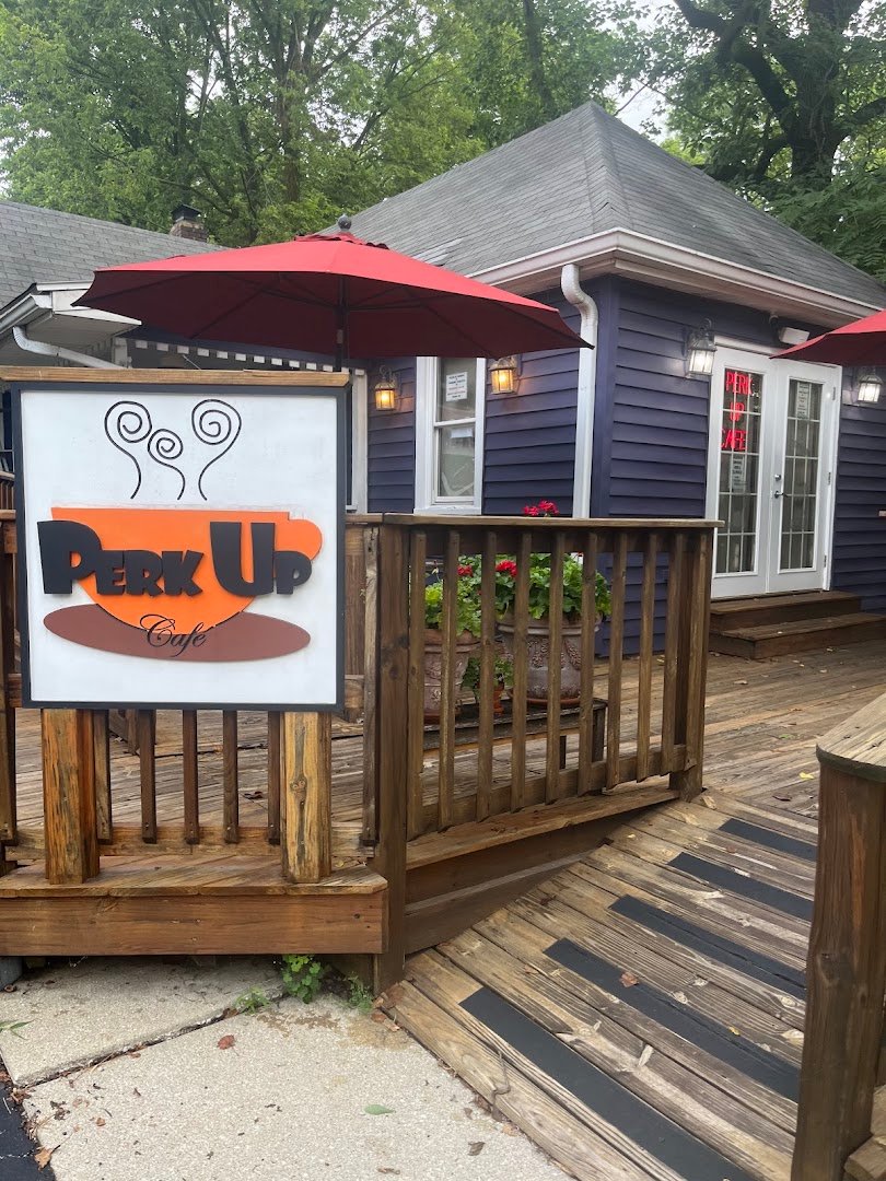 Storefront of Perk Up, specialty coffee shop in Indianapolis