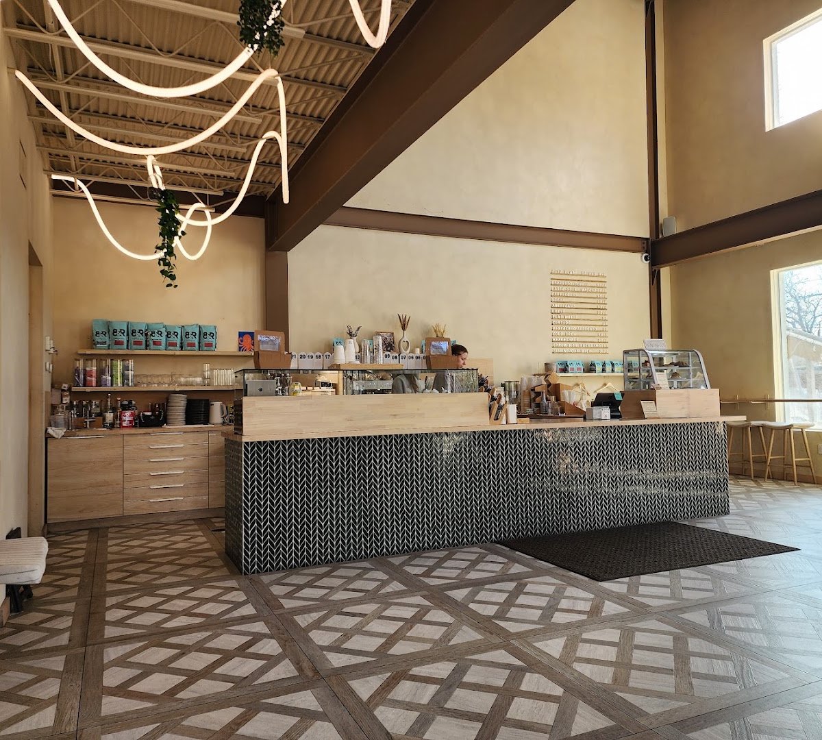 Interior of Cafe Blanc, specialty coffee shop in Cleveland