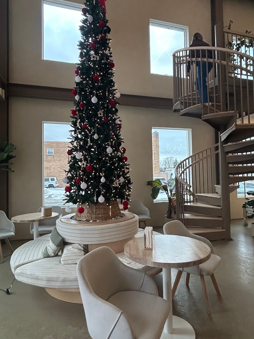 Interior of Cafe Blanc, specialty coffee shop in Cleveland