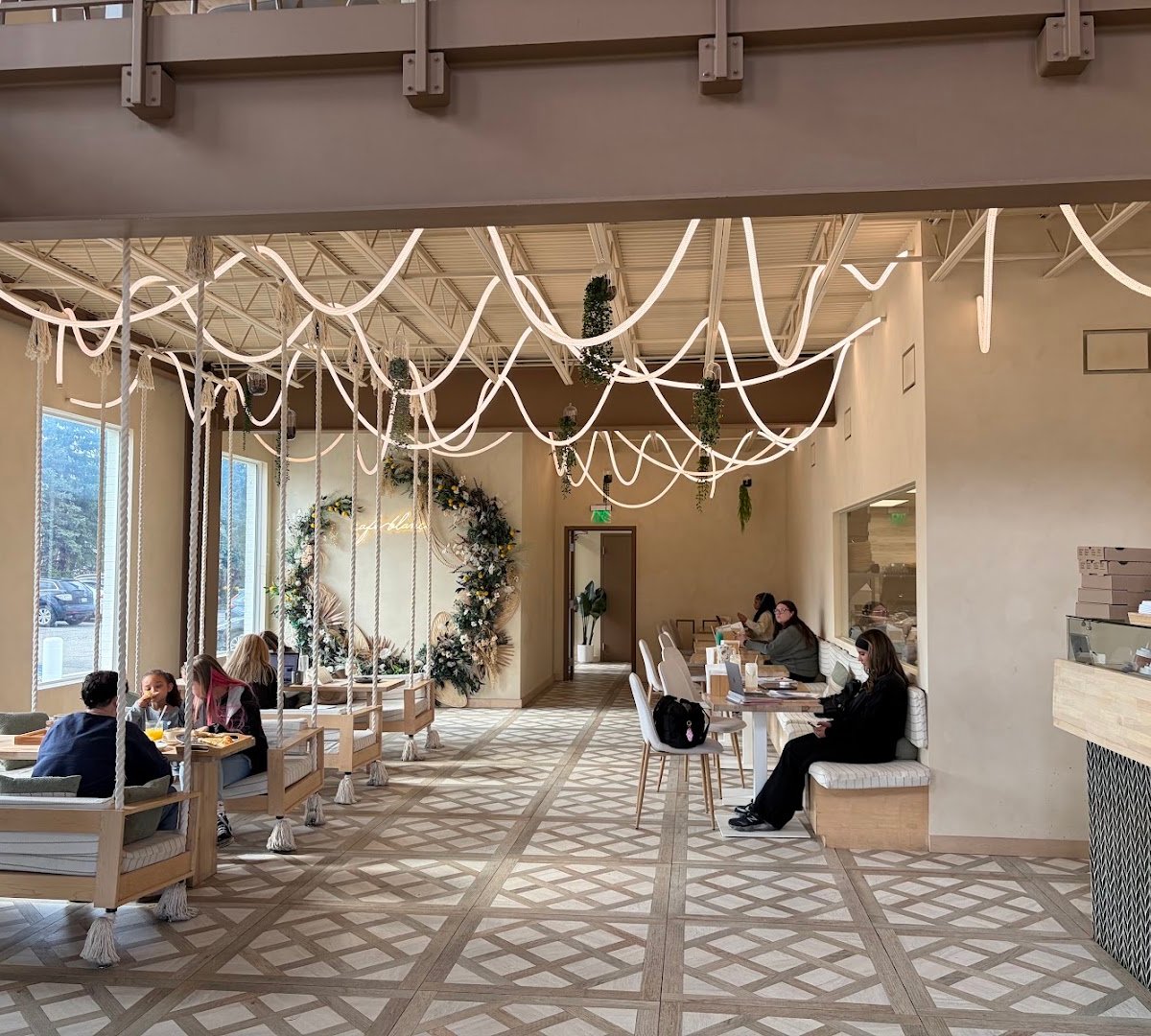 Interior of Cafe Blanc, specialty coffee shop in Cleveland