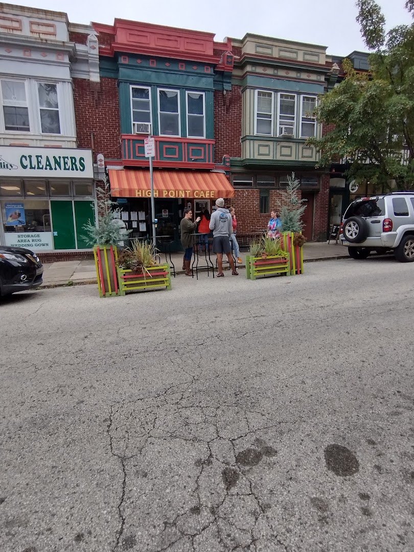 Storefront of High Point Cafe, specialty coffee shop in Philadelphia