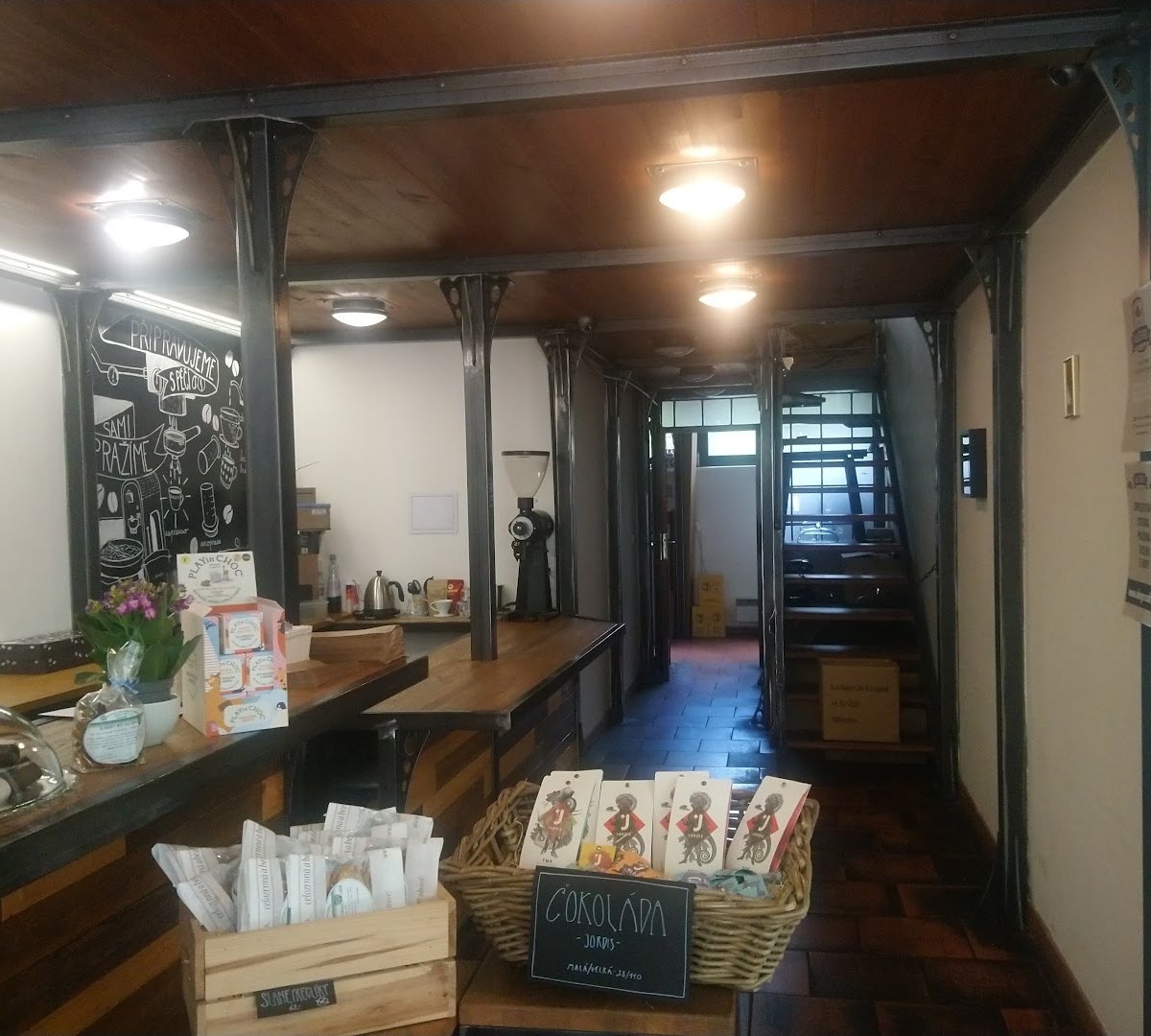 Interior of Café Alegre, specialty coffee shop in Prague